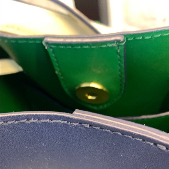 Ralph Lauren Navy and Green Debby Crossbody Bag Leather - Picture 8 of 12